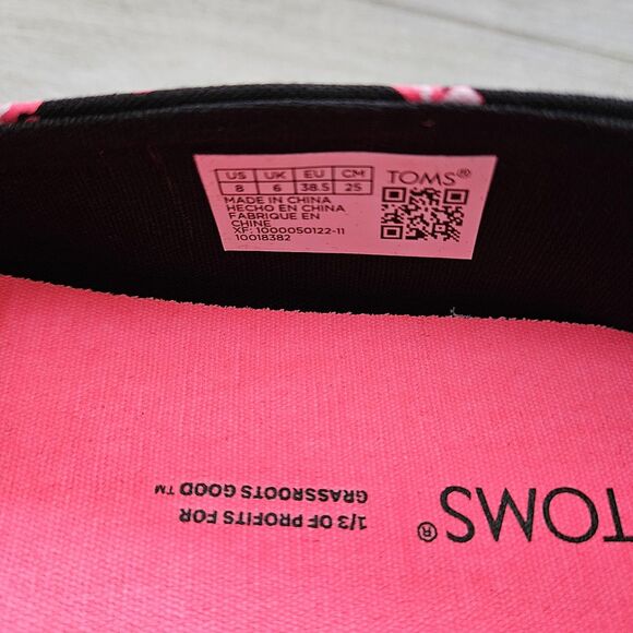 NIB TOMS Women's Pink Dinosaur Alpargata Shoes Glow in the Dark Neon T-Rex Sz 8 - Picture 7 of 10